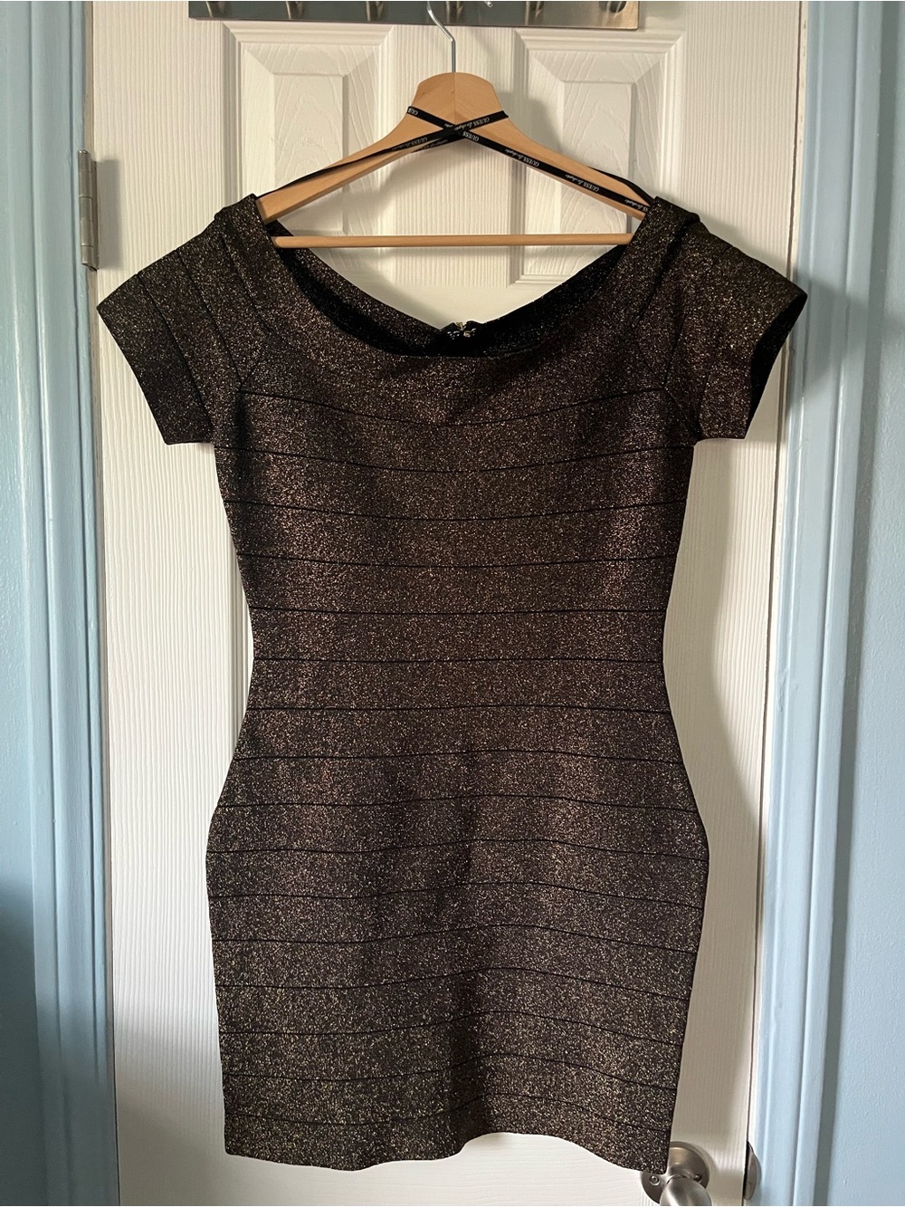 Guess Metallic Gold Bodycon Mini Dress